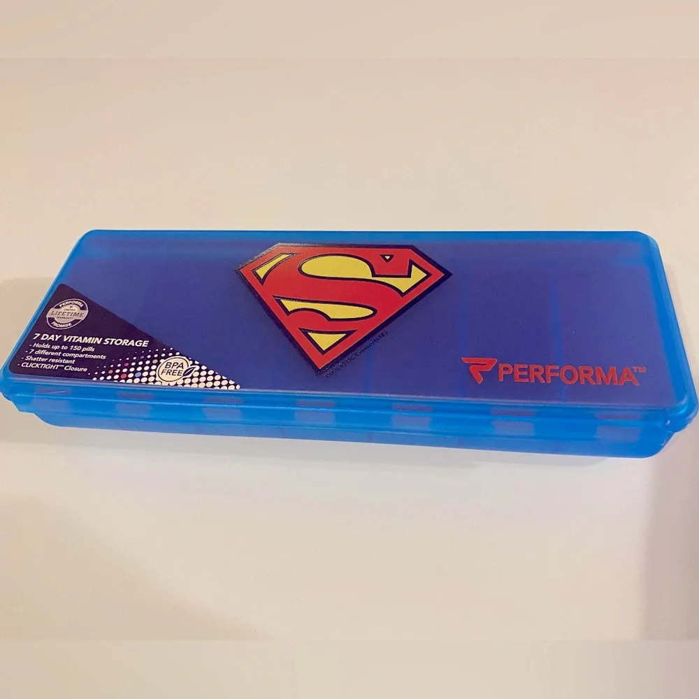 Superman Performa 7-Day Pill Container Case / New
